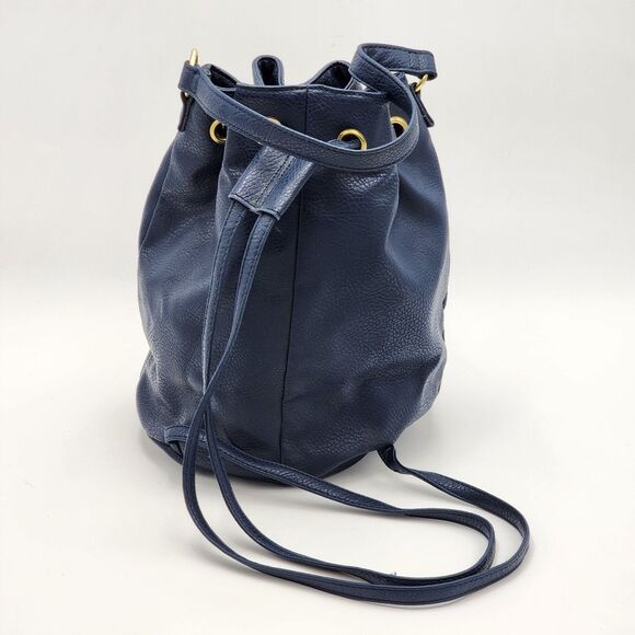 Kenneth Cole Reaction Blue Leather Bucket Bag Backpack - Picture 5 of 13
